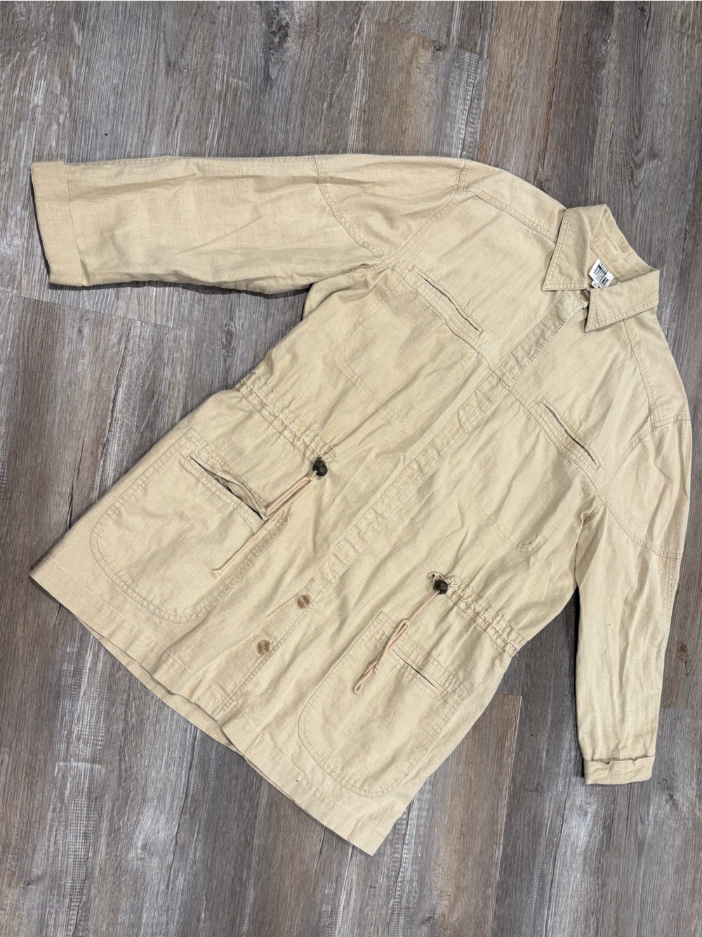 Leslie Fay Khaki Drawstring Utility Jacket - Light Tan